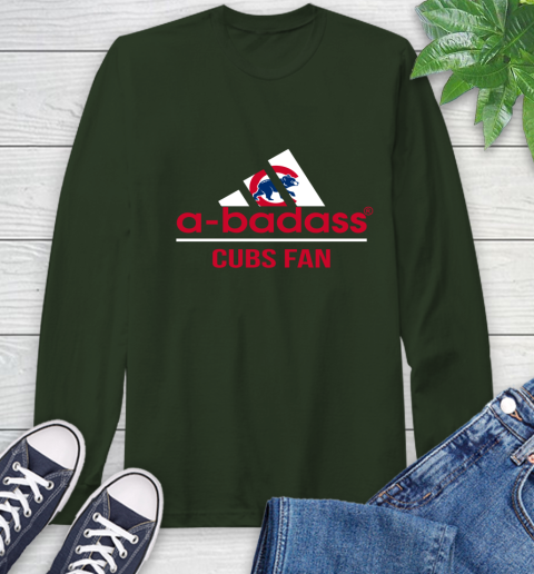 MLB A Badass Chicago Cubs Fan Adidas Baseball Sports Long Sleeve T-Shirt 7
