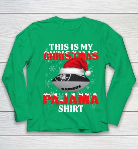 Oakland Raiders This Is My Christmas Pajama Shirt NFL Youth Long Sleeve 4