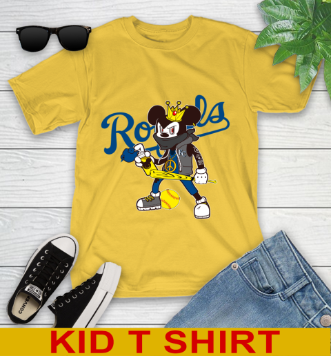 Kansas City Royals MLB Baseball Mickey Peace Sign Sports Youth T-Shirt 8