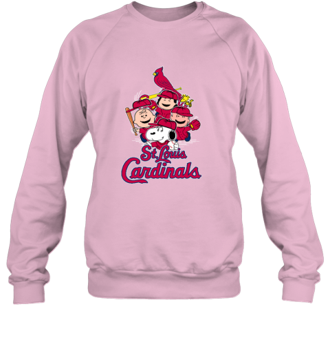 St.Louis Cardinals Snoopy Charlie Brown Woodstock The Peanuts 5orx stlouis cardinals snoopy charlie brown woodstock the peanuts sweatshirt 35 front light pink