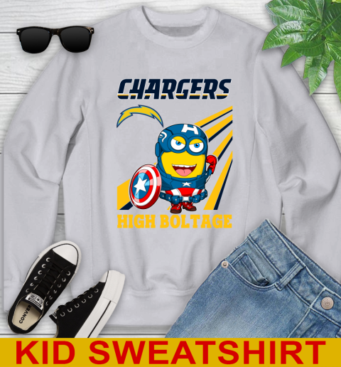 NFL Football Los Angeles Chargers Captain America Marvel Avengers Minion Shirt Youth Sweatshirt 3