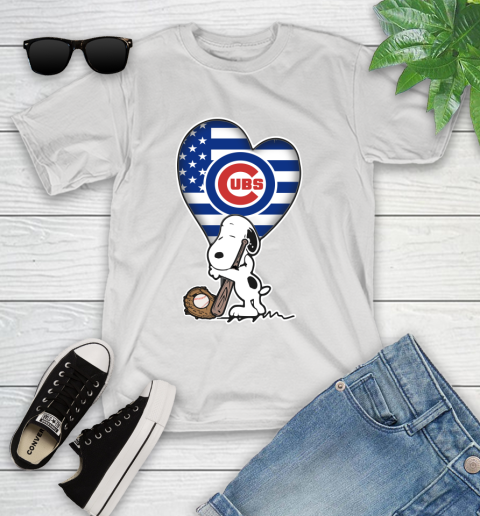 Chicago Cubs MLB Baseball The Peanuts Movie Adorable Snoopy Youth T-Shirt