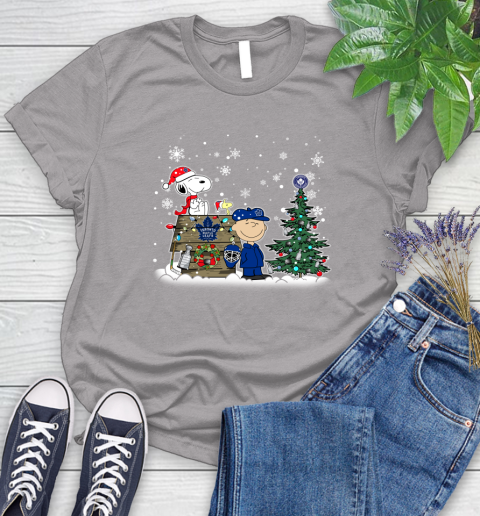 NHL Toronto Maple Leafs Snoopy Charlie Brown Woodstock Christmas Stanley Cup Hockey Women's T-Shirt 5