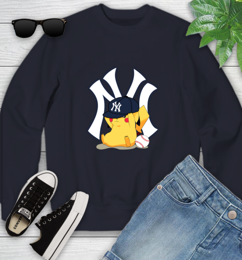 MLB Pikachu Baseball Sports New York Yankees Youth Sweatshirt 3