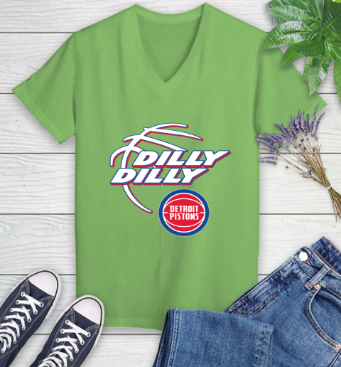 NBA Detroit Pistons Dilly Dilly Basketball Sports Women's V-Neck T-Shirt 11