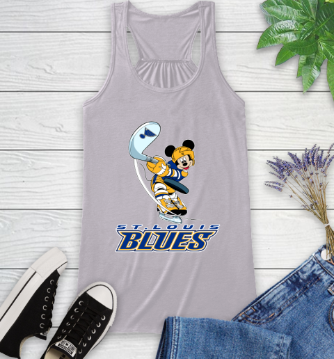 NHL Hockey St.Louis Blues Cheerful Mickey Mouse Shirt Racerback Tank 5
