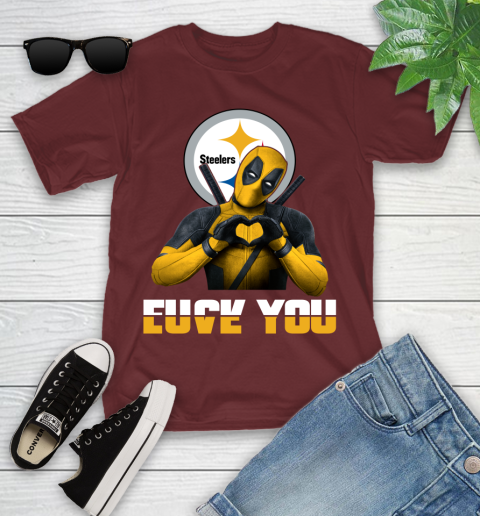 NHL Pittsburgh Steelers Deadpool Love You Fuck You Football Sports Youth T-Shirt 14
