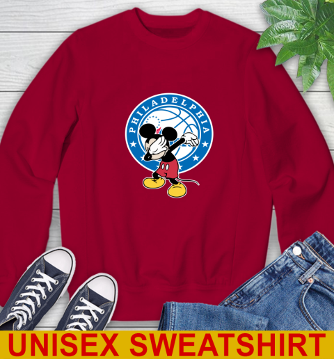 Philadelphia 76ers NBA Basketball Dabbing Mickey Disney Sports Sweatshirt 7