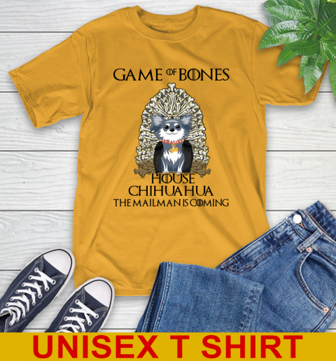 Game of bones house chihuahua dog the mailman is coming tshirt 2