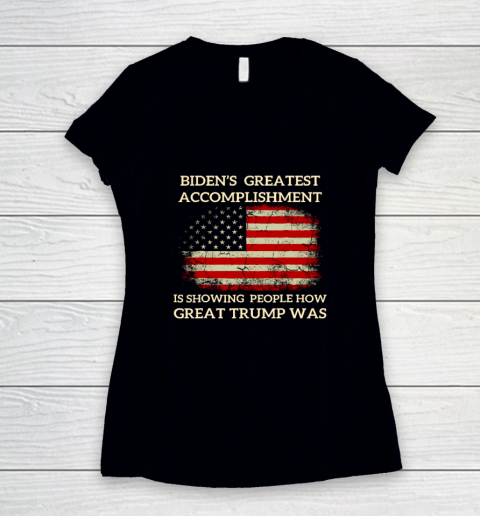 Funny Biden's Greatest Accomplishment Is Showing Trump 2024 Women's V-Neck T-Shirt