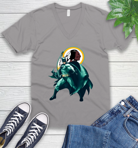 NFL Batman Football Sports Washington Redskins V-Neck T-Shirt 4