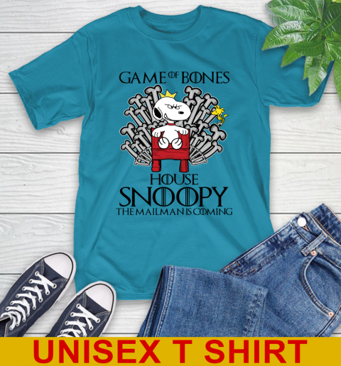 Game of bones house snoopy the mailman is coming tshirt 7