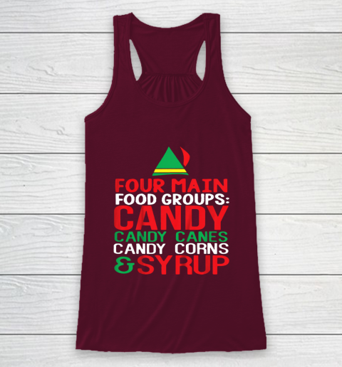 4 Main Food Groups Elf Buddy Christmas Racerback Tank 2