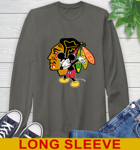 Chicago Blackhawks NHL Hockey Dabbing Mickey Disney Sports Long Sleeve T-Shirt 8
