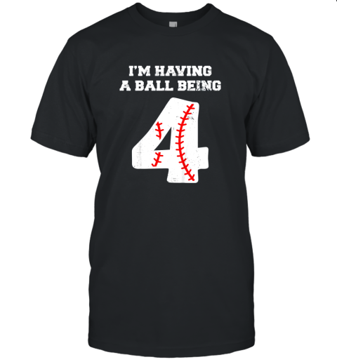 Kids 4 Year Old Baseball Birthday Shirt 4th Birthday Shirt Boys Unisex Jersey Tee