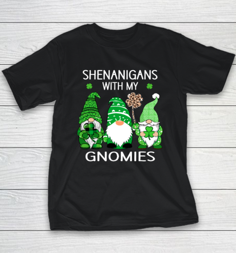 St Patricks Day Lucky Shamrock Leopard Gnomes Irish Youth T-Shirt