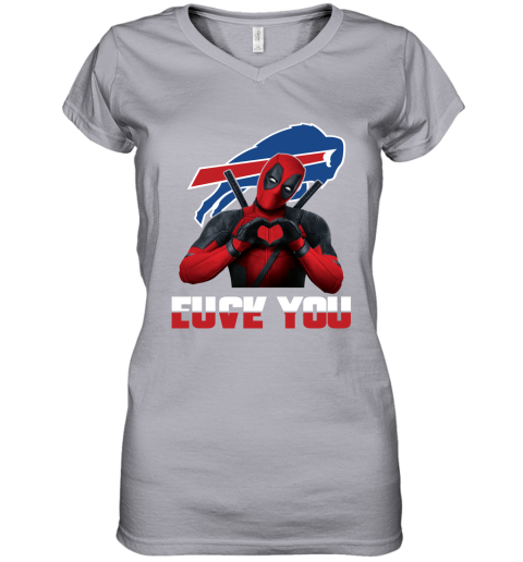 NFL Buffalo Bills Deadpool Love You Fuck You Football Sports LmpF043m9D5 women v neck t shirt 39 95 151514 front sport grey