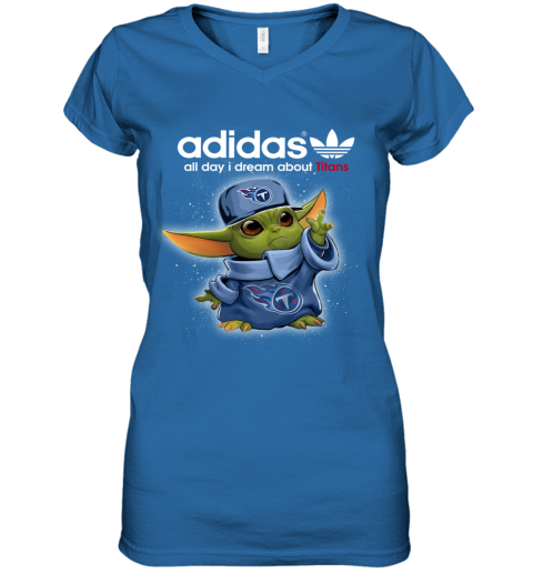 Baby Yoda Adidas All Day I Dream About Tennessee Titans q4pq baby yoda adidas all day i dream about tennessee titans women v neck t shirt 39 front royal