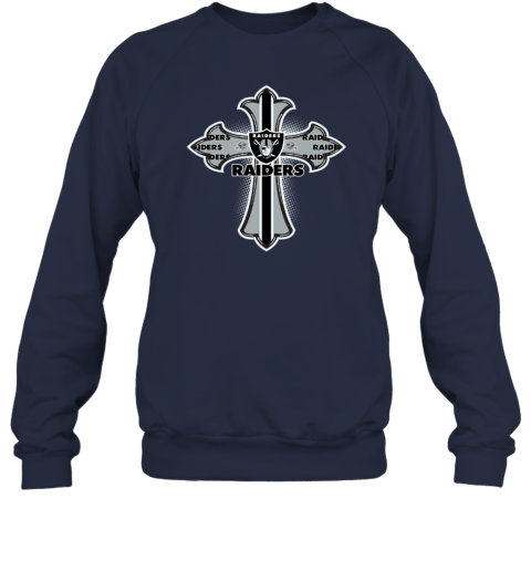 NFL Black Crusader Cross Oakland Raiders Sweatshirt mhdd nfl black crusader cross oakland raiders sweatshirt 35 front navy