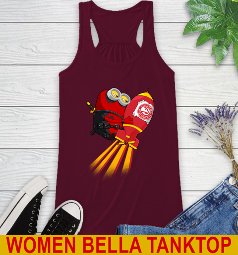 NBA Basketball Atlanta Hawks Deadpool Minion Marvel Shirt Racerback Tank 2
