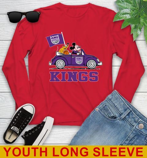 NBA Basketball Sacramento Kings Pluto Mickey Driving Disney Shirt Youth Long Sleeve 11
