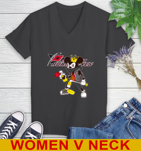 Carolina Hurricanes NHL Hockey Mickey Peace Sign Sports Women's V-Neck T-Shirt 9