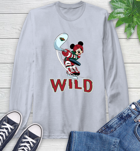 NHL Hockey Minnesota Wild Cheerful Mickey Mouse Shirt Long Sleeve T-Shirt 6