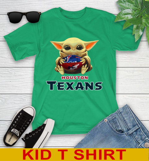 NFL Football Houston Texans Baby Yoda Star Wars Shirt Youth T-Shirt 6