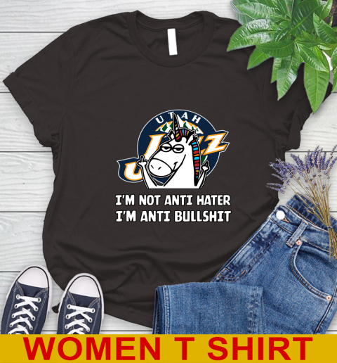 Utah Jazz NBA Basketball Unicorn I'm Not Anti Hater I'm Anti Bullshit Women's T-Shirt 8