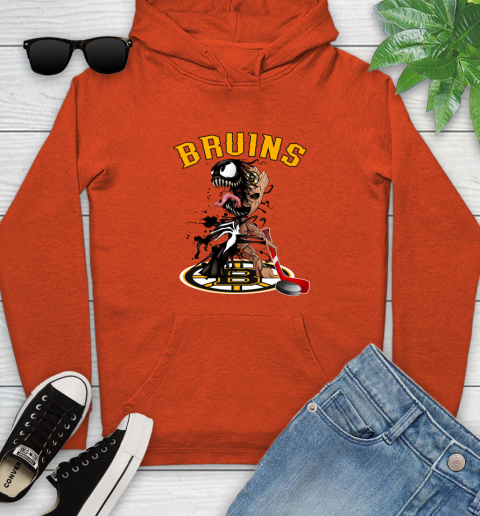 NHL Boston Bruins Hockey Venom Groot Guardians Of The Galaxy Youth Hoodie 5