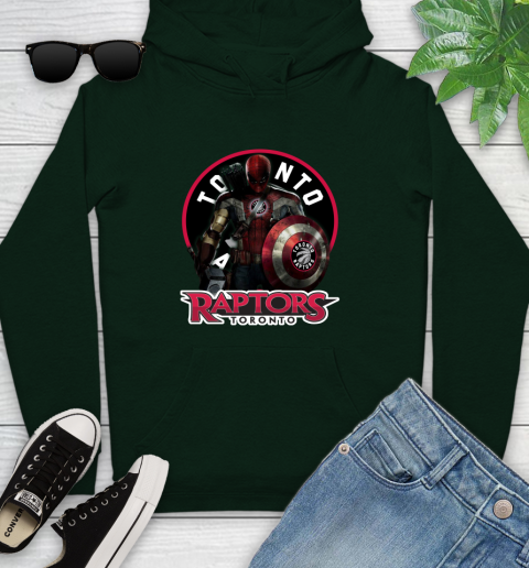 Toronto Raptors NBA Basketball Captain America Thor Spider Man Hawkeye Avengers Youth Hoodie 13