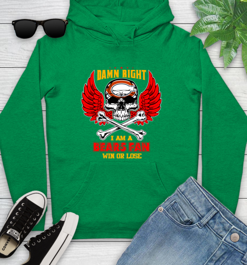 NFL Damn Right I Am A Chicago Bears Win Or Lose Skull Football Sports Youth Hoodie 9