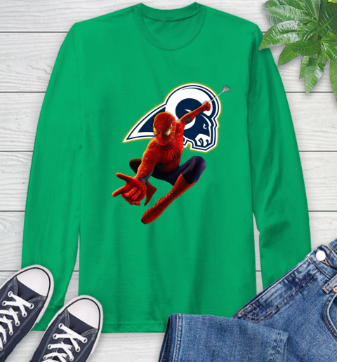 NFL Spider Man Avengers Endgame Football Los Angeles Rams Long Sleeve T-Shirt 7