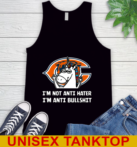 Chicago Bears NFL Football Unicorn I'm Not Anti Hater I'm Anti Bullshit Tank Top 2