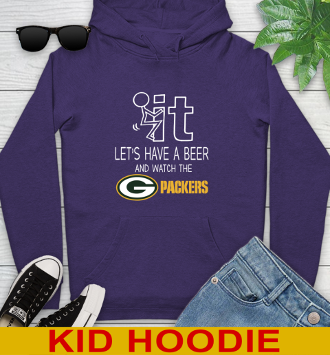 Green Bay Packers Football NFL Let's Have A Beer And Watch Your Team Sports Youth Hoodie 5