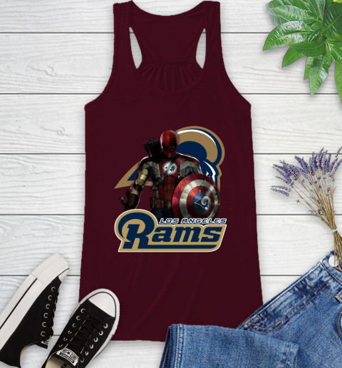 NFL Captain America Thor Spider Man Hawkeye Avengers Endgame Football Los Angeles Rams Racerback Tank 3