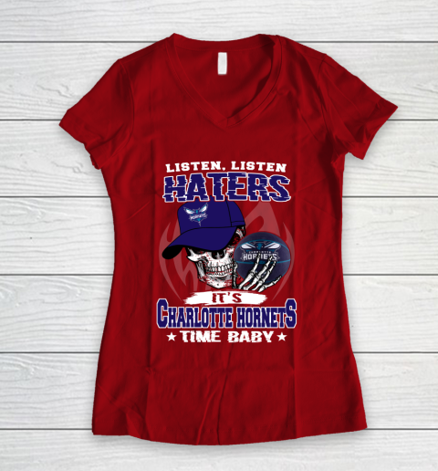 Listen Haters It is HORNETS Time Baby NBA Women's V-Neck T-Shirt 8