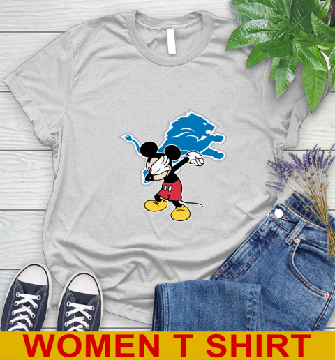 Detroit Lions NFL Football Dabbing Mickey Disney Sports Women's T-Shirt
