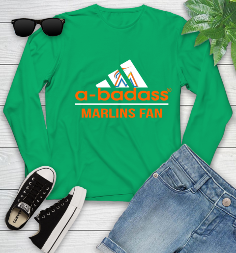 MLB A Badass Miami Marlins Fan Adidas Baseball Sports Youth Long Sleeve 7