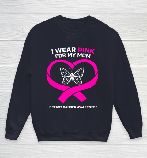 Men Women Kids Wear Pink For My Mom Breast Cancer Awareness Youth Sweatshirt 2