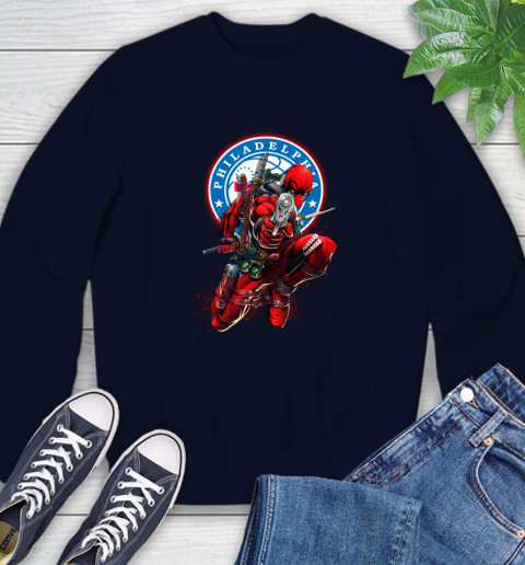 NBA Deadpool Marvel Comics Sports Basketball Philadelphia 76ers Sweatshirt 3