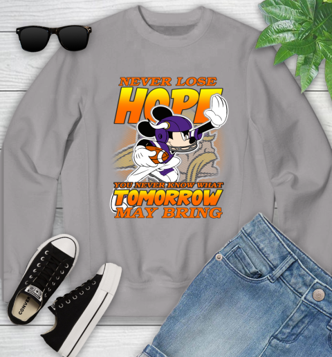Minnesota Vikings NFL Football Mickey Disney Never Lose Hope Youth Sweatshirt 3