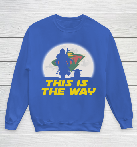 Minnesota Wild NHL Ice Hockey Star Wars Yoda And Mandalorian This Is The Way Youth Sweatshirt 6