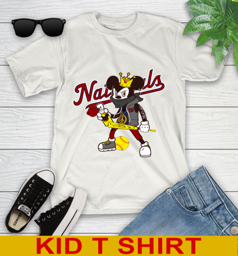 Washington Nationals MLB Baseball Mickey Peace Sign Sports Youth T-Shirt