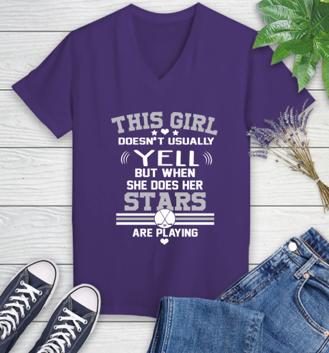 Dallas Stars NHL Hockey I Yell When My Team Is Playing Women's V-Neck T-Shirt 3