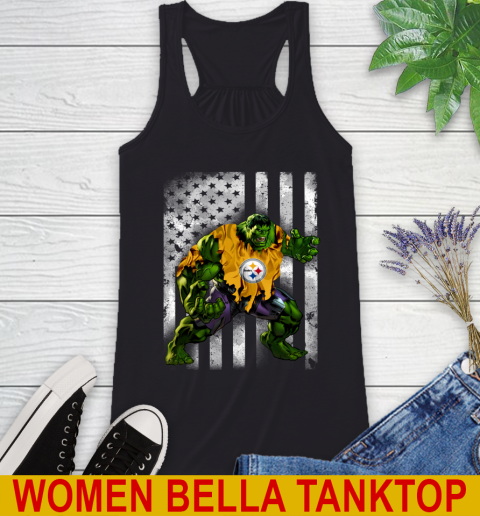 Pittsburgh Steelers Hulk Marvel Avengers NFL Football American Flag Racerback Tank