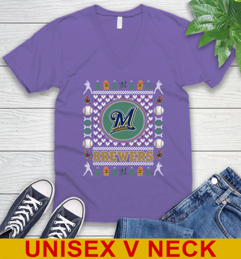 Milwaukee Brewers Merry Christmas MLB Baseball Loyal Fan V-Neck T-Shirt 9 Milwaukee Brewers Merry Christmas MLB Baseball Loyal Fan V-Neck T-Shirt - Image 9