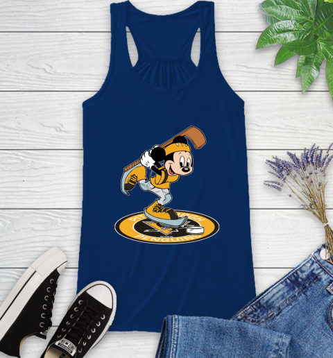 NHL Hockey Pittsburgh Penguins Cheerful Mickey Disney Shirt Racerback Tank 8