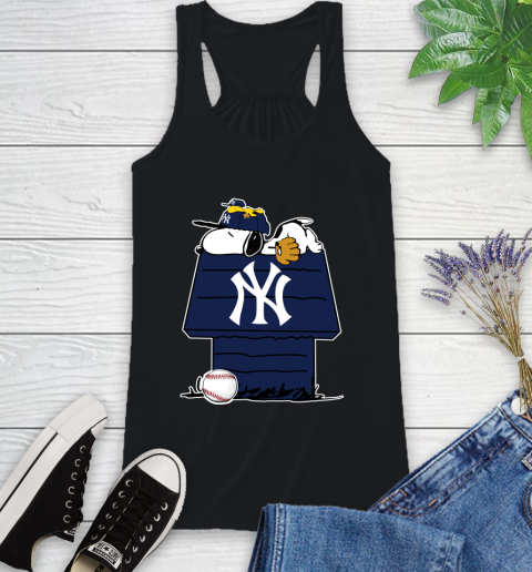MLB New York Yankees Snoopy Woodstock The Peanuts Movie Baseball T Shirt Racerback Tank 2