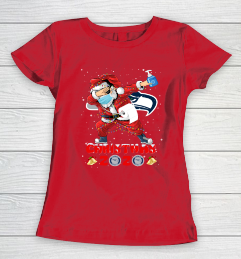Seattle Seahawks Funny Santa Claus Dabbing Christmas 2020 NFL Women's T-Shirt 9